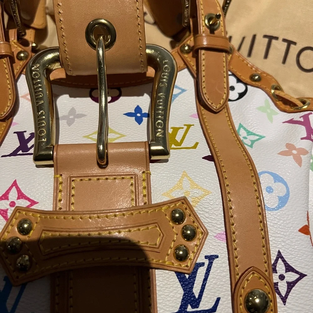 SOLD - Louis Vuitton white multicolor collectors series with gold trim - Picture 4 of 11
